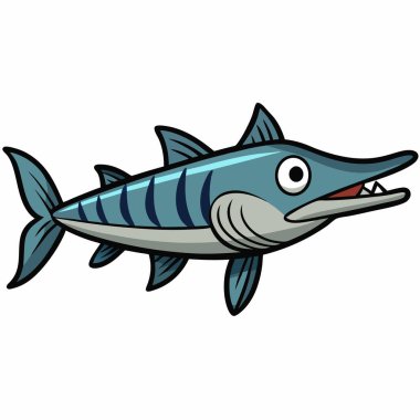 balık karikatürü çizimi, vektör illüstrasyonu