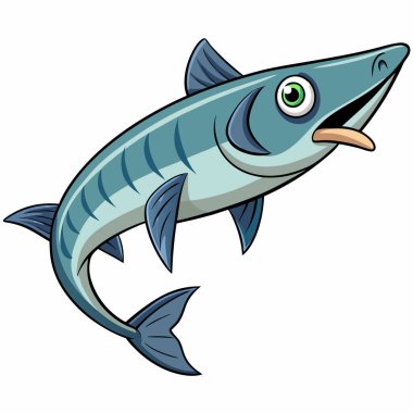 Beyaz arkaplandaki karikatür balığının çizimi