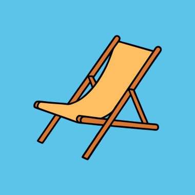 Plaj sandalyesi ikonu. Web için plaj sandalyesi vektör simgesinin taslağı