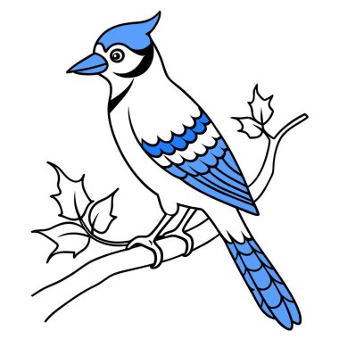 mavi kuş dal vektör illüstrasyon tasarımı üzerinde