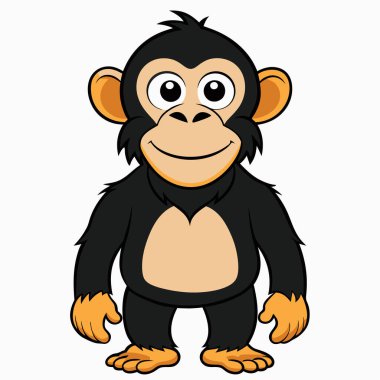 maymun çizgi film karakteri çizimi beyaz arkaplanda izole edildi