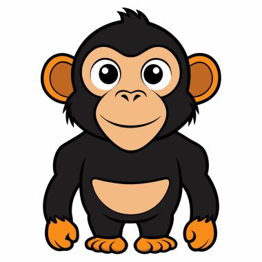 Şirin maymun çizgi film çizimi izole edildi