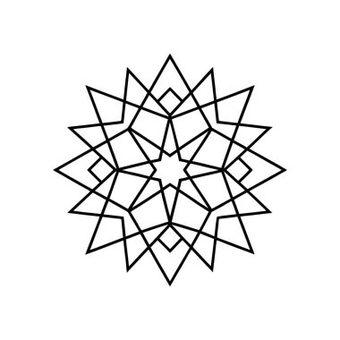 Monolin tarzında 8 noktalı yıldız tasarımı içeren zarif İslami geometrik desen. Arka planlar, duvar kağıtları, İslami temalı dekorasyonlar ve kültürel tasarım projeleri için mükemmel. Temiz ve asgari vektör çizimi.