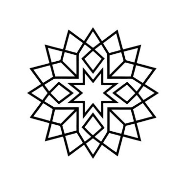 Monolin tarzında 8 noktalı yıldız tasarımı içeren zarif İslami geometrik desen. Arka planlar, duvar kağıtları, İslami temalı dekorasyonlar ve kültürel tasarım projeleri için mükemmel. Temiz ve asgari vektör çizimi.
