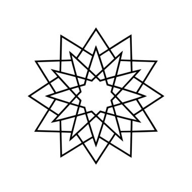 Monolin tarzında 8 noktalı yıldız tasarımı içeren zarif İslami geometrik desen. Arka planlar, duvar kağıtları, İslami temalı dekorasyonlar ve kültürel tasarım projeleri için mükemmel. Temiz ve asgari vektör çizimi.
