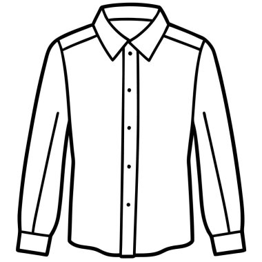 Uzun kollu, kollu, düğmeli, büyük yakalı, yakalı, düğmeli gömlek teknikleri. Düz çizgi gömlek şablonu. Düz renk. vektör