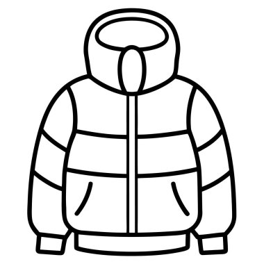 Kışlık ceket ikonu ana hat vektörü. kış ceketi