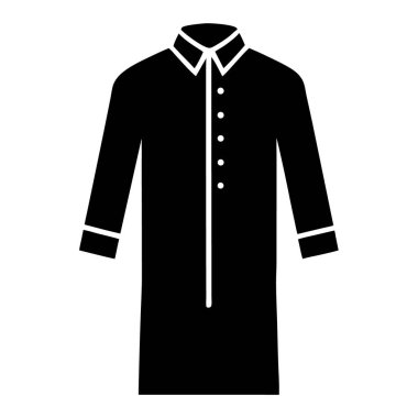 Beyaz bir elbisenin siyah simgesinin vektör çizimi