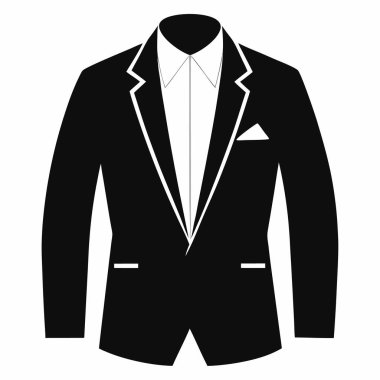 Zarif bir ceketin minimalist ve şık siluet çizimleri, temiz vektör tasarımı, moda markalaşması, giysi ikonları, giysi mağazası grafikleri veya modern kıyafet çizimleri için mükemmel..