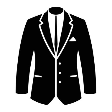 Zarif bir ceketin minimalist ve şık siluet çizimleri, temiz vektör tasarımı, moda markalaşması, giysi ikonları, giysi mağazası grafikleri veya modern kıyafet çizimleri için mükemmel..