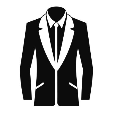 Zarif bir ceketin minimalist ve şık siluet çizimleri, temiz vektör tasarımı, moda markalaşması, giysi ikonları, giysi mağazası grafikleri veya modern kıyafet çizimleri için mükemmel..