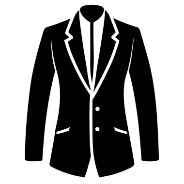 Zarif bir ceketin minimalist ve şık siluet çizimleri, temiz vektör tasarımı, moda markalaşması, giysi ikonları, giysi mağazası grafikleri veya modern kıyafet çizimleri için mükemmel..