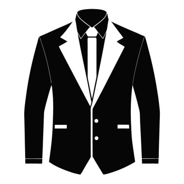 Zarif bir ceketin minimalist ve şık siluet çizimleri, temiz vektör tasarımı, moda markalaşması, giysi ikonları, giysi mağazası grafikleri veya modern kıyafet çizimleri için mükemmel..