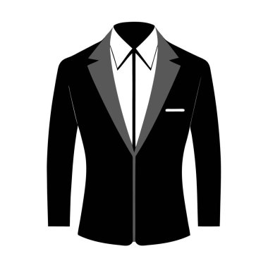 Zarif bir ceketin minimalist ve şık siluet çizimleri, temiz vektör tasarımı, moda markalaşması, giysi ikonları, giysi mağazası grafikleri veya modern kıyafet çizimleri için mükemmel..