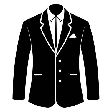 Zarif bir ceketin minimalist ve şık siluet çizimleri, temiz vektör tasarımı, moda markalaşması, giysi ikonları, giysi mağazası grafikleri veya modern kıyafet çizimleri için mükemmel..