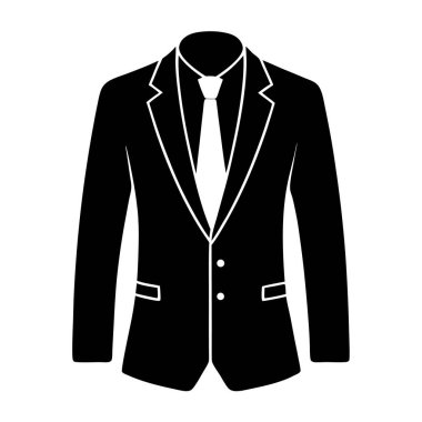 Zarif bir ceketin minimalist ve şık siluet çizimleri, temiz vektör tasarımı, moda markalaşması, giysi ikonları, giysi mağazası grafikleri veya modern kıyafet çizimleri için mükemmel..