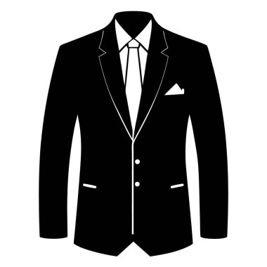 Zarif bir ceketin minimalist ve şık siluet çizimleri, temiz vektör tasarımı, moda markalaşması, giysi ikonları, giysi mağazası grafikleri veya modern kıyafet çizimleri için mükemmel..