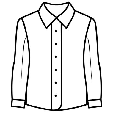 Erkek gömleğinin siyah beyaz çizimi