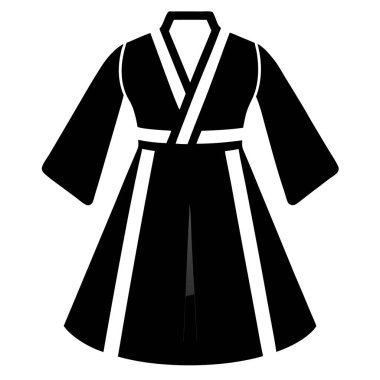 Kimono siyah simgesi, vektör, beyaz arkaplan üzerindeki illüstrasyon