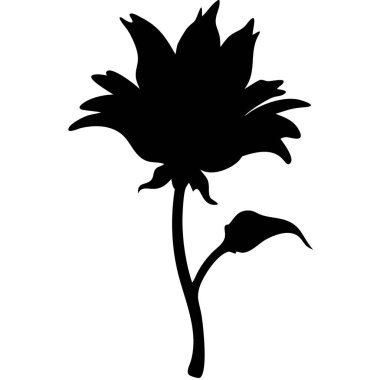 Beyaz arkaplanda siyah siluet çiçek