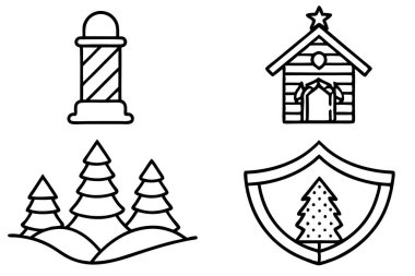 Bir dizi Noel ağacı ikonu. Noel ağacı, noel ağacı, noel ağacı, yeni yıl, Noel. vektör illüstrasyonlarının vektör simgesi.