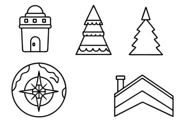 Noel ağacı, noel ağacı, noel balosu, yıldız, kar, ağaç, dünya, ağaç gibi 4 basit düzenlenebilir simge seti,