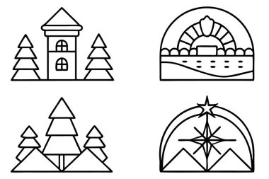 Yılbaşı ağacı simgelerinin vektör kümesi