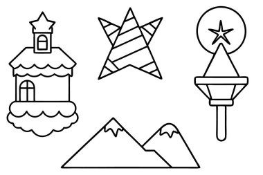 Dört farklı noel sembolü.