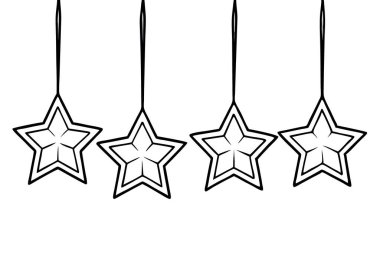 Dört noel dekoratif yıldızı seti.