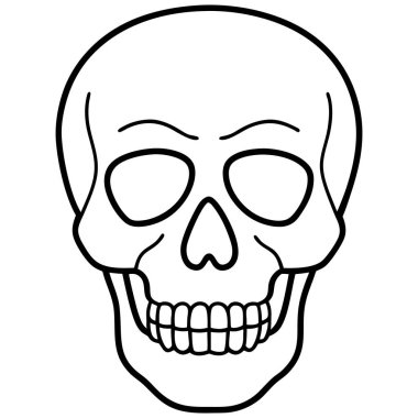 Beyaz arka planda insan kafatası. Renklendirme için vektör illüstrasyonu.