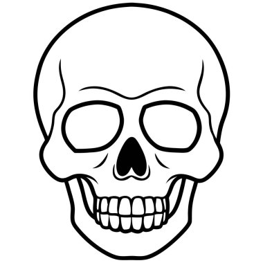 bir insan kafatası siyah beyaz vektör çizim