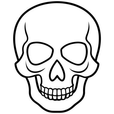 Siyah çizgileri olan insan kafatası. Beyaz üzerine izole edilmiş vektör illüstrasyonu