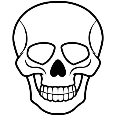 Beyaz arkaplanda kafatası simgesi, vektör illüstrasyonu