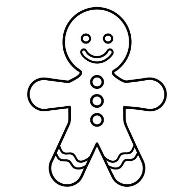 Zencefilli kurabiye ikonu. Beyaz arkaplanda izole edilmiş web tasarımı için çerez vektörü simgesi taslağı