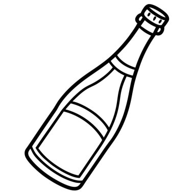 Bir bardak şampanya ikonu, taslak tarzı.