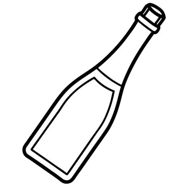 Bir şişe şampanya ikonu. Web için şampanya şişe vektör simgelerinin ana hatları