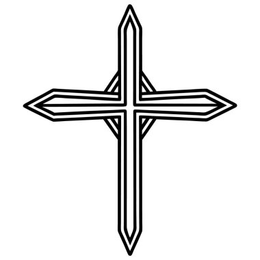 bir haçın siyah ve beyaz vektör çizimi