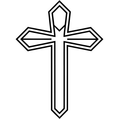 Hıristiyan haçı ikonu. Web için Hristiyan çapraz vektör simgesinin özet çizimi