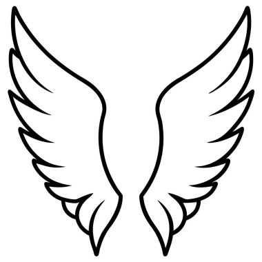 melek kanatları, vektör, illüstrasyon, siyah beyaz arkaplan.