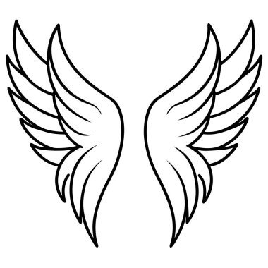 Kanat simgesi. Web için melek vektör simgelerinin özet çizimi