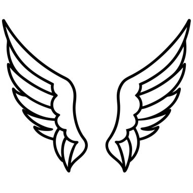 Beyaz arkaplanda izole edilmiş siyah kanat simgesi