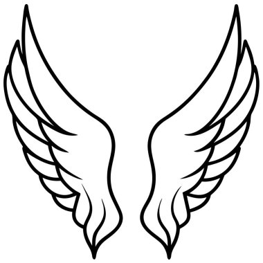 siyah ve beyaz kanatlar, vektör illüstrasyonu