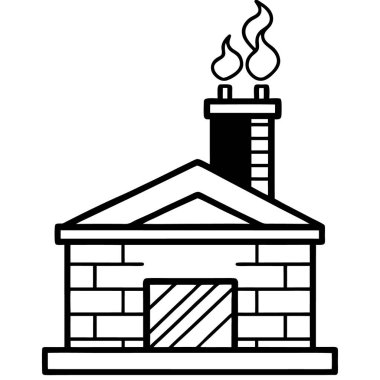 ateş şömine vektör çizgisi simgesi, vektör illüstrasyonu, beyaz arkaplan üzerindeki kavram