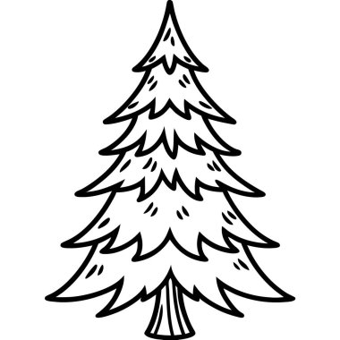 Karalama tasarım tarzında noel ağacı simgesi