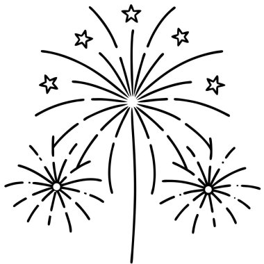 Havai fişek kutlama simgesi ana hatlarıyla