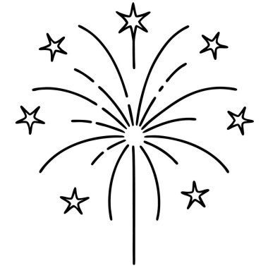 Havai fişek kutlama partisi ikonu, tatil konsepti, havai fişekler beyaz arka planda, vektör simgesi mobil konsept ve web için taslak biçim simgesi