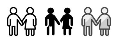 Çok amaçlı çift vektör simgesi taslağı, kabartma, taslak biçimi. Bir pakette üç simge biçimi.