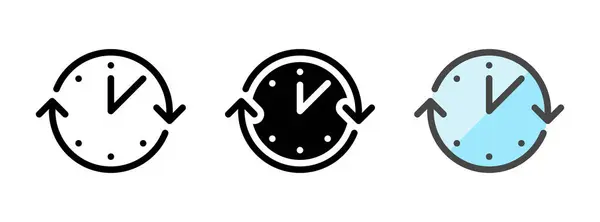 Многоцелевой Значок Вектора Часов Контуре Глиф Заполненный Стиль Контура Три — стоковый вектор