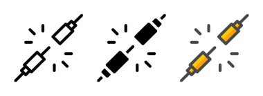 Ana hatlı, kablosuz Jack vektör simgesi, kabartma, taslak biçimi. Bir pakette üç simge biçimi.