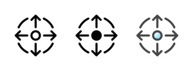 Ana hatları, sembolleri ve ana hatları doldurulmuş çok amaçlı AOE vektör simgesi. Bir pakette üç simge biçimi.